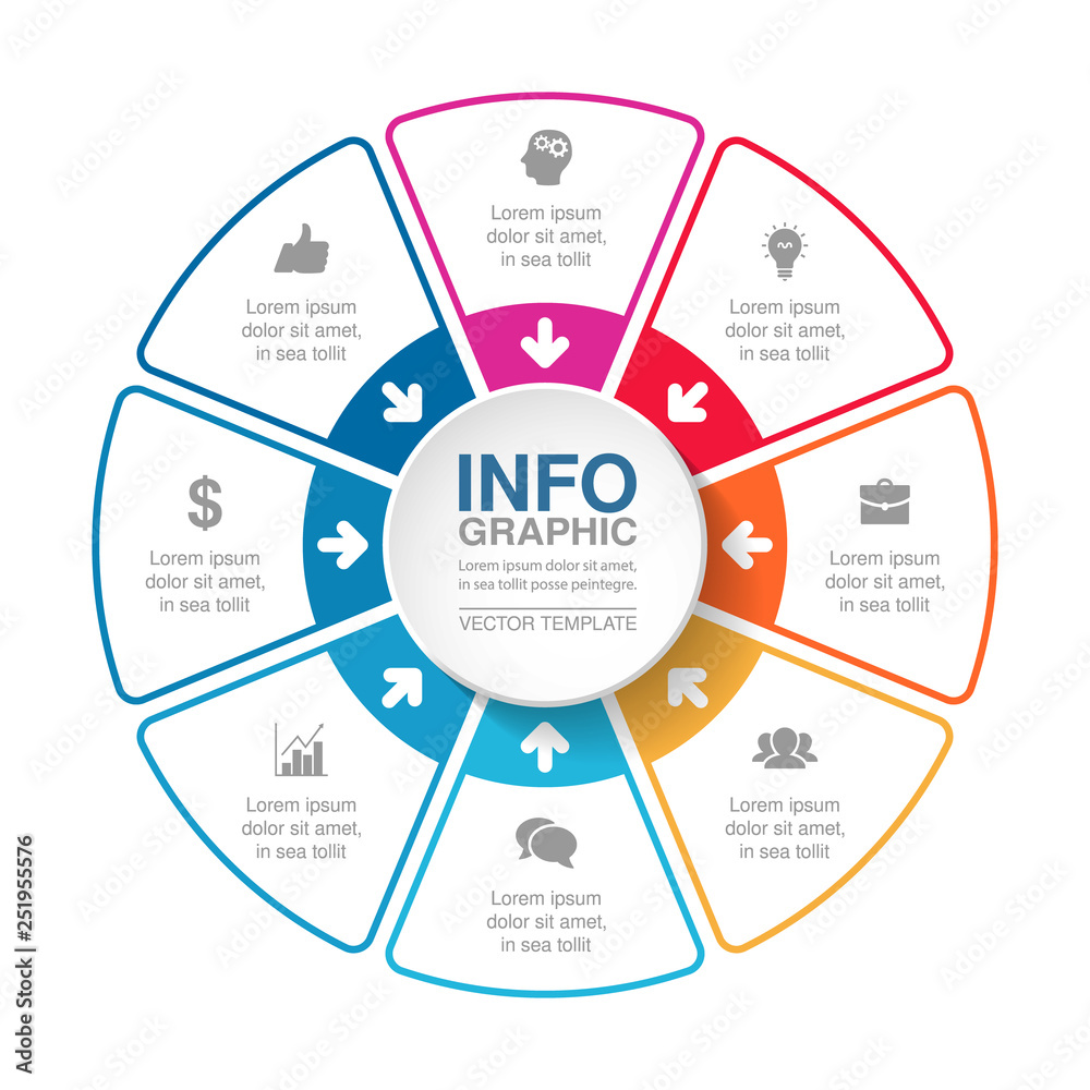 Vector infographic template for circular diagram, graph, presentation ...