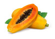 whole and half of ripe papaya fruit