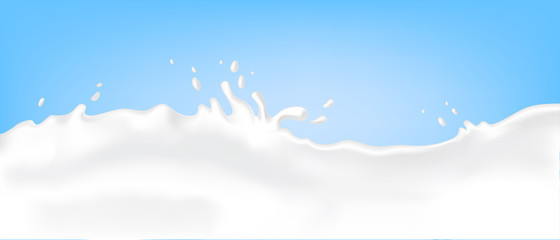 flow cow milk crown splash closeup blue background vector