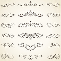 vector set of ornate calligraphic vintage elements, dividers and page decorations.