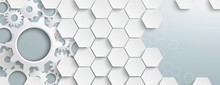 White Hexagon Structure Gears Header