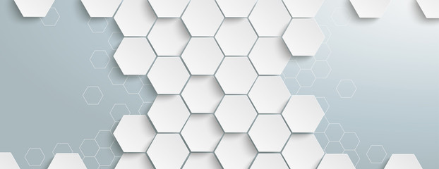 Wall Mural - white hexagon structure centre header