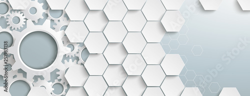 Fotografía White Hexagon Structure Gears Header