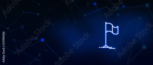 Fotografía Milestone flag, Achievement, Success concept, Business opportunity, Location, Co
