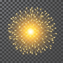 Fireworks. Festival Gold Firework. Vector Llustration On Transparent Background
