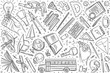 Hand drawn education set doodle vector background