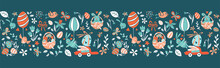Funny Happy Easter Seamless Pattern Background Greeting Card