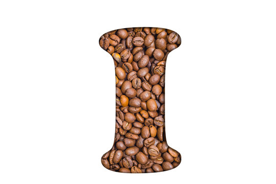 I, letter of the alphabet - coffee beans background. Coffea