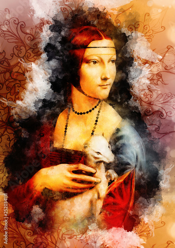 Obrazy Leonardo da Vinci  moja-wlasna-reprodukcja-obrazu-dama-z-gronostajem-leonarda-da-vinci-efekt-graficzny
