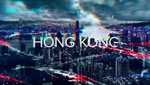 Beautiful Animation With Different Cities Names Surrounded By Red, Neon Waves On Monochrome Cityscapes Background. Moscow, Tokyo, Seoul, Singapore, Hong Kong Against Aerial City View.