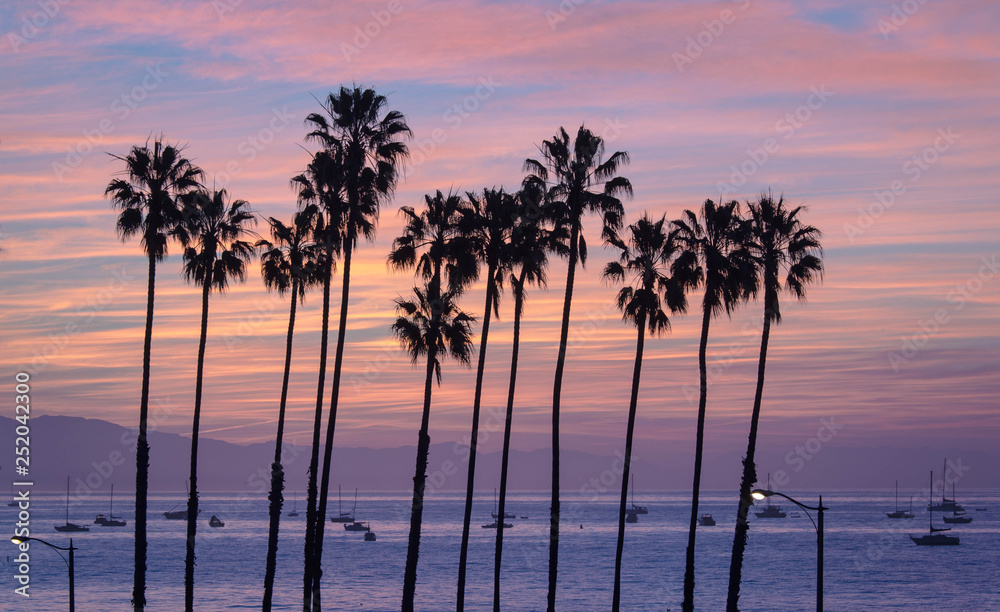 Santa Barbara California Sunset - obrazy, fototapety, plakaty 