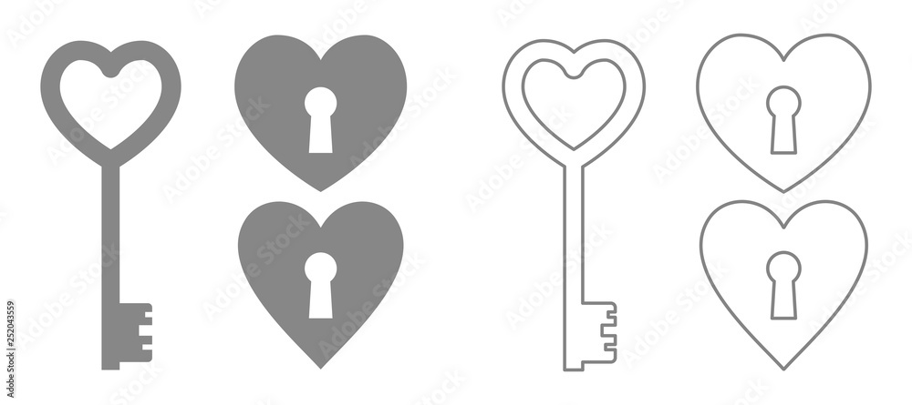 key heart shape icon Stock Vector | Adobe Stock