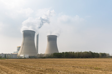 Poster - industrial landscape of power plant