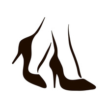 Vector Woman Feet In High Heels Icon Illustration. Foot Symbol On White Background