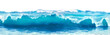 Leinwandbild Motiv Blue sea wave with white foam isolated on white background.