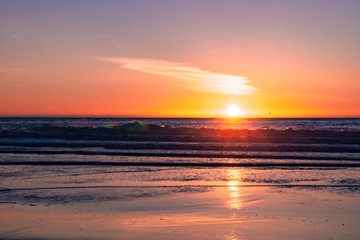 Wall Mural - Sunset on the Pacific Ocean coastline, Moss Landing, California