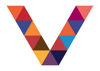 Poster - letter v - logo design, multicolored v icon design