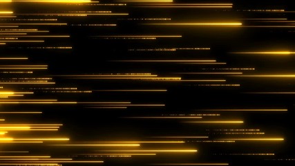 Poster - horizontal golden beams. neon lights. glitter particles in motion. promotion celebration event textu