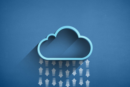 Blue cloud computing concept with arrows