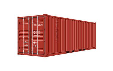 Red Shipping Cargo Container for Logistics and Transportation on White Background Perspective View Vector Illustration