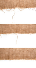 Clean Sackcloth Fabric Worn Edges, Detail Closeup On White Background.