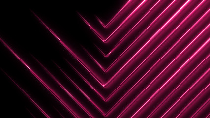 Poster - neon arrows lights concept. abstract graphic background. 3d illustration. pink corner line elements.
