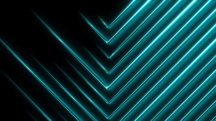 Poster - Blue neon angles. Bright geometric  graphic background. 3d illustration. Arrows texture concept.