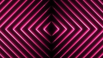 Poster - Pink texture concept. Colorful neon rhombus. Bright lights abstract graphic background. 3d illustration.