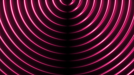 Poster - Shinning neon circle light. Abstract graphic background. Radial texture concept. 3d illustration.