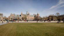 Museumplein And The Rijksmuseum In Amsterdam (Netherlands). March 2015. Landscape Format.