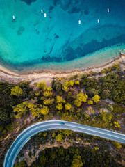 Aerial photo of a road near the sea