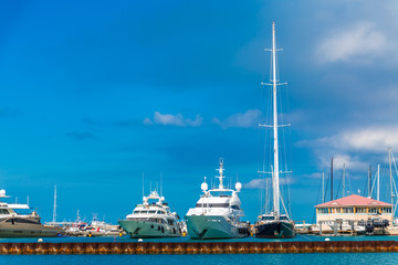 Sticker - Yachts and Sailboats in Marina in Marigot, the French Side of Saint Marting