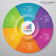 Leinwandbilder - 6 steps cycle chart infographics elements. EPS 10.	