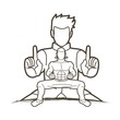 Kung Fu fighter, Martial arts action pose cartoon graphic vector