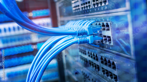 Fotografía ethernet cable on network switches background
