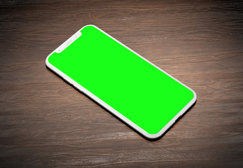 Aufkleber - White modern smartphone mockup on wood 3D rendering