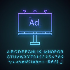 Sticker - Billboard advertising neon light icon