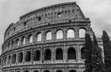 Coliseu a preto e branco, Roma, Itália