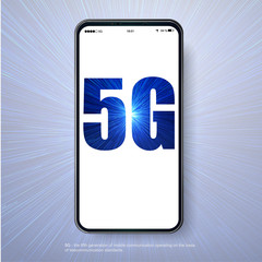Wall Mural - 5G network wireless technology vector illustration. Wireless mobile telecommunication service concept. Marketing website landing template. Smartphone internet speed connection background