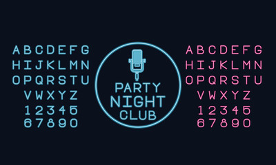 Sticker - Neon lights alphabet font