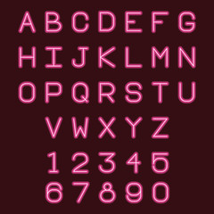 Sticker - Neon lights alphabet font