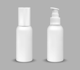 White plastic bottle with pump dispenser