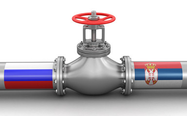 Poster - Pipeline with flags. Image with clipping path