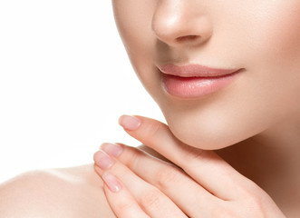 Wall Mural - woman lips chin neck beautiful skin age care