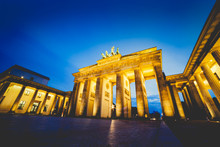 Brandenburg Gate In Berlin, Germany At Night.