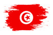 Tunisia Flag. Brush painted Tunisia Flag Hand drawn style illustration with a grunge effect and watercolor. Tunisia Flag with grunge texture. Vector illustration.