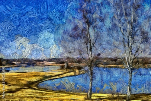 Fototapety Vincent van Gogh  niesamowite-piekno-krajobrazu-przyrody-wiosna-obraz-olejny-impresjonizmu-w-vincent