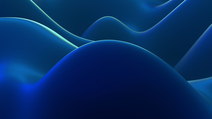 Poster - 3d render abstract modern wave background. Fluid wave shapes. Deformed surface.