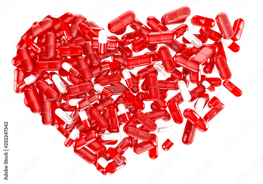 Medicines Collection® – Red heart pills shape - obrazy, fototapety, plakaty 