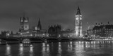 Fototapeta Big Ben - big ben and houses of parliament at night, black and white